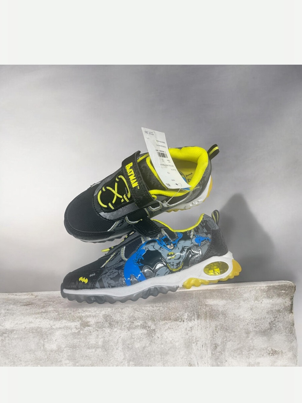 Batman Kids Black, Yellow and Blue Light-Up Sneakers